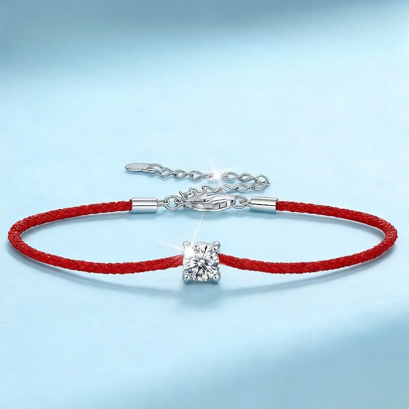 Men's 0.5-Carat Round Moissanite Bracelet in 925 Silver
